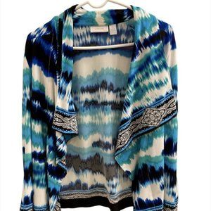 Chicos Womens Open Front Topper Buttonless Jacket Size 1 Multicolor
